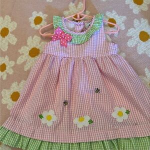 Rare Editions Pink and Green Gingham Dress